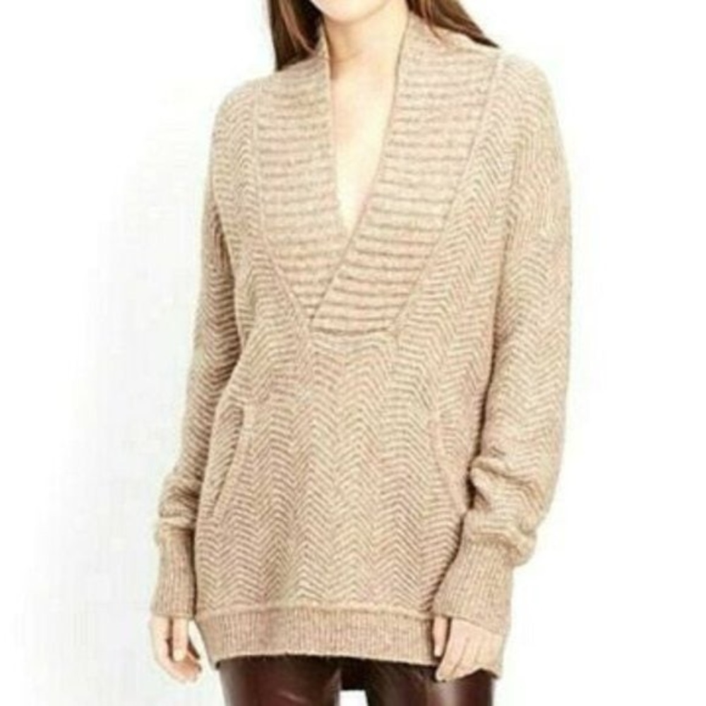 Vince Cashmere alpaca Wool blend long sleeve v neck side pocket sweater top XS.